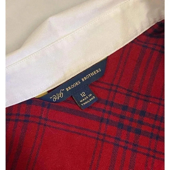Brooks Brothers Plaid  Collared Button down Long Sleeve Shirt Size 12 - Picture 5 of 11